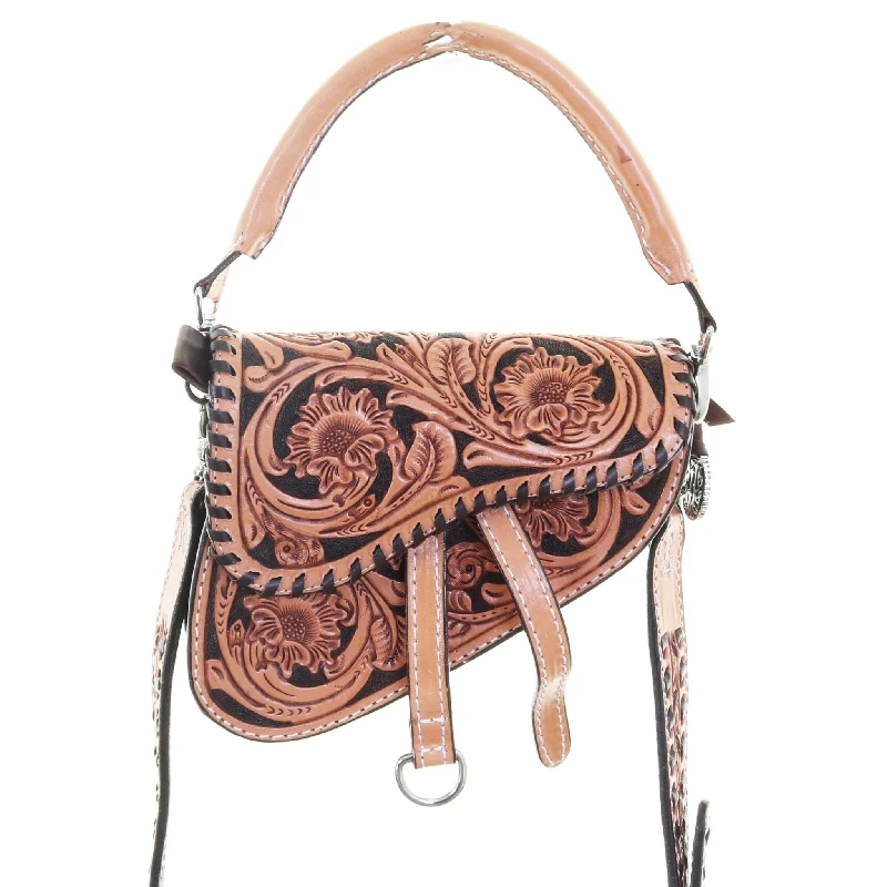 SPB05 - Small Floral Saddle Purse