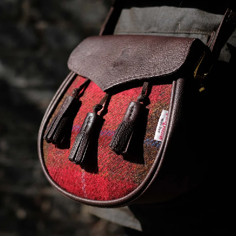 Red Check Harris Tweed Sporran Bag