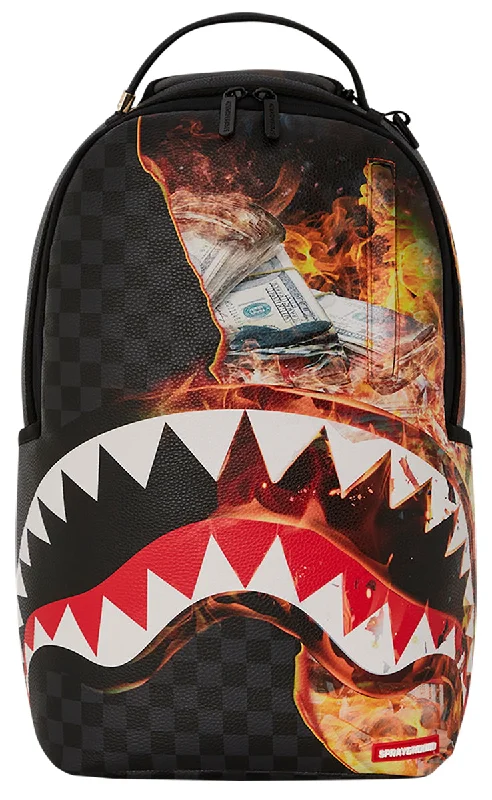 Sprayground Burning Billions Black Flame Shark Backpack