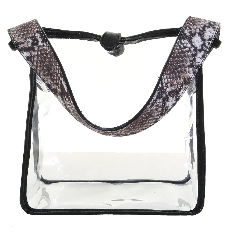 SQT10 - Clear Square Tote With Cobra Lux Snake Print Strap