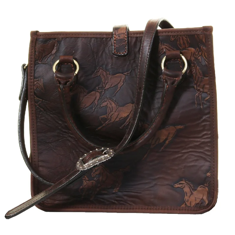 SQT17 - Chocolate Wild Horses Square Tote