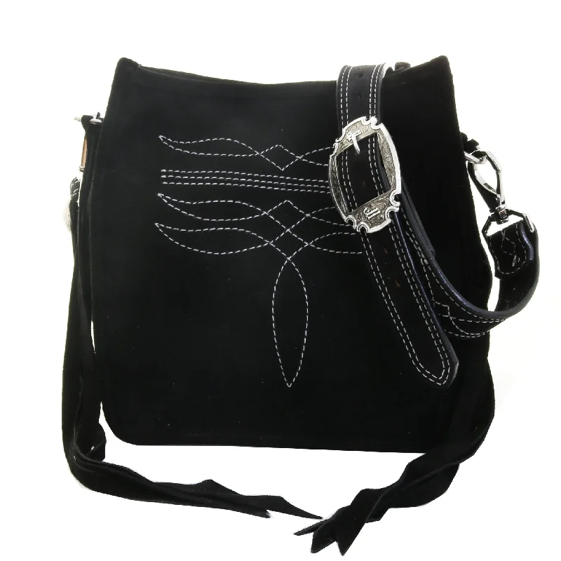 SQT26 - Black Suede Square Tote