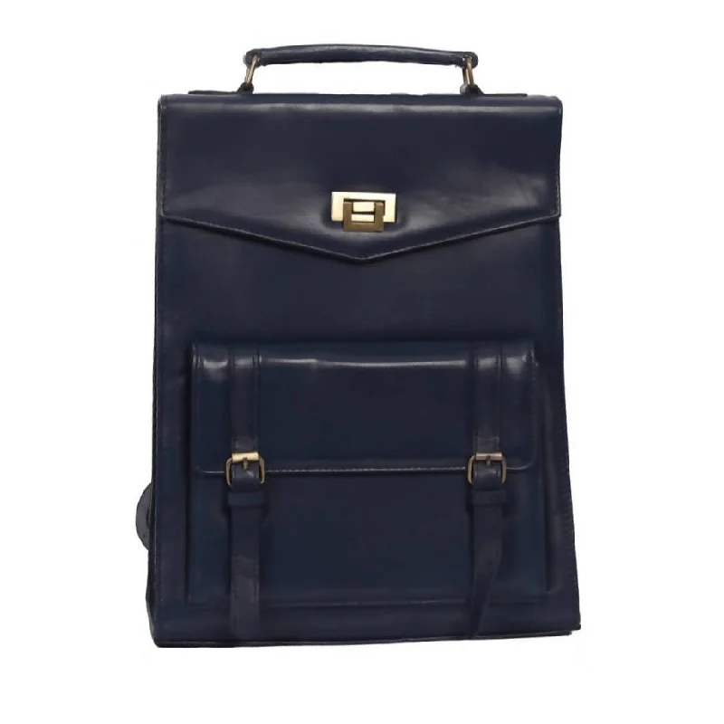 Stylish leather blue backpack