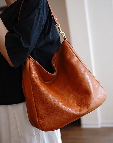 Vintage Brown Leather Shoulder Tote Women Crossbody Tote Onthego Shoulder Bag for Women