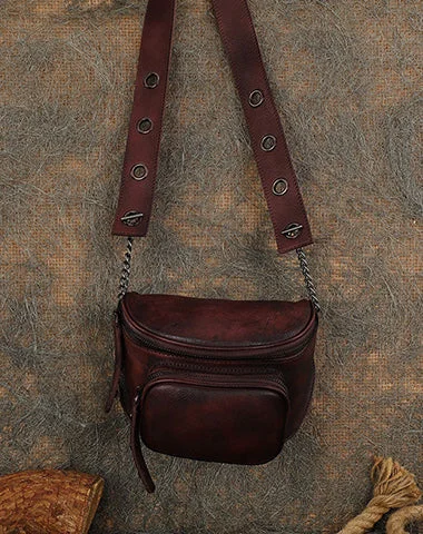 Vintage Coffee Leather Womens Saddle Shoulder Bag Saddle Crossbody Purse for Women