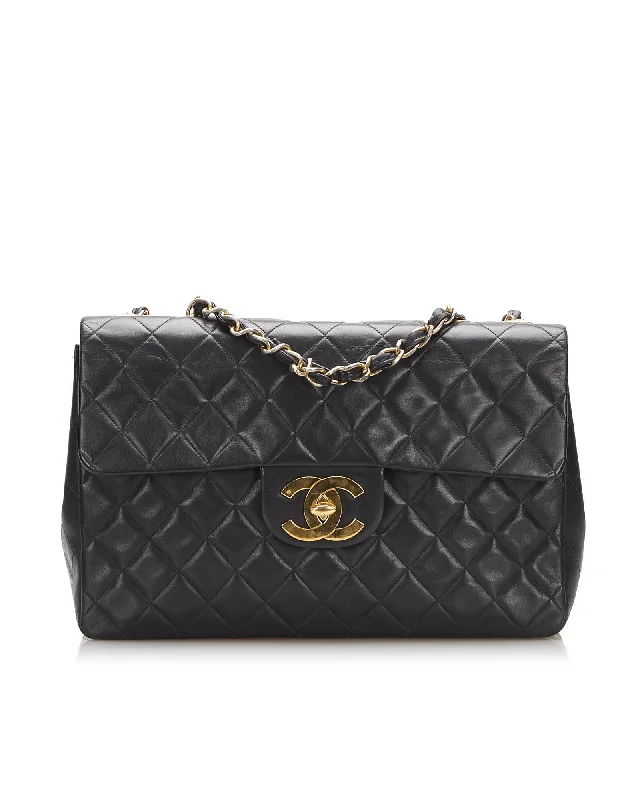 Quilted Lambskin Shoulder Bag with Twist Lock Closure