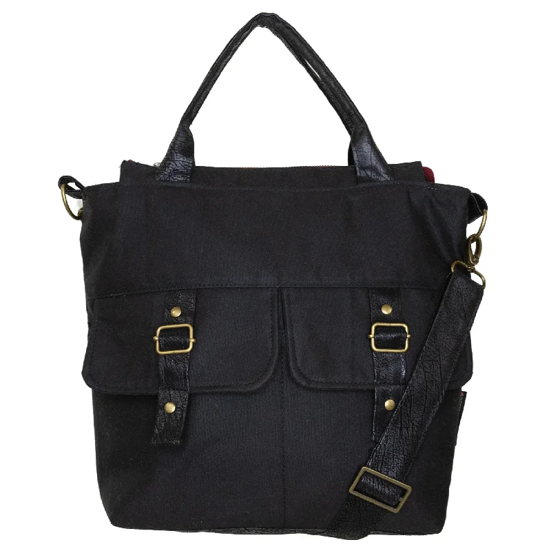 Amber Crossbody Premier: Black Waxed Canvas