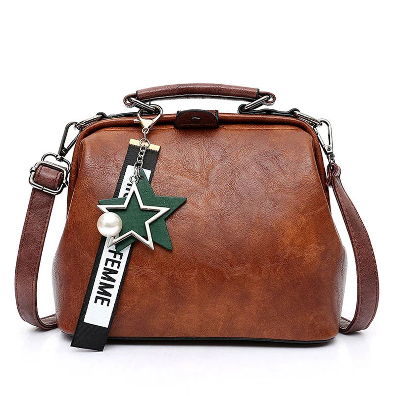 Fashion Women Handbag New Female Star Pendant Tassel Rivets Pu Leather Crossbody Shoulder Bag Casual Famous Doctor Women Bags