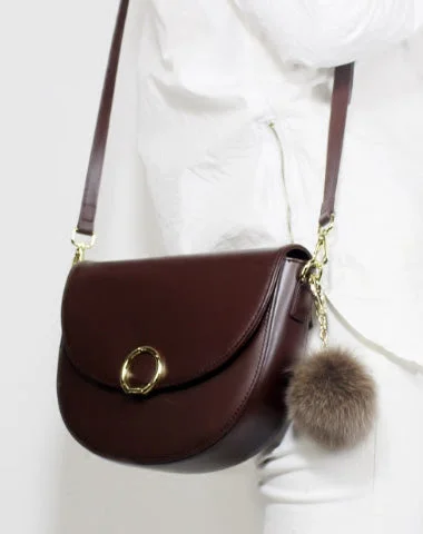 Genuine Leather Saddle Purse Bag Shoulder Bag for Women Leather Crossbody Bag