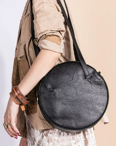 Handmade Leather Purse Bag Circle Bag Crossbody Bag Shoulder Bag Purse For Women