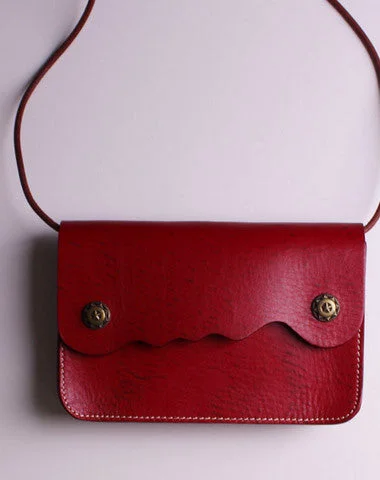 Handmade Leather small purse bag shoulder bag red dark green for women leather crossbody bag