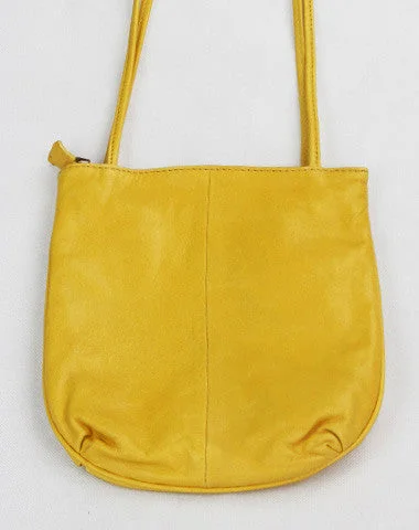 Handmade vintage leather yellow minimalist crossbody Shoulder Bag for girl women