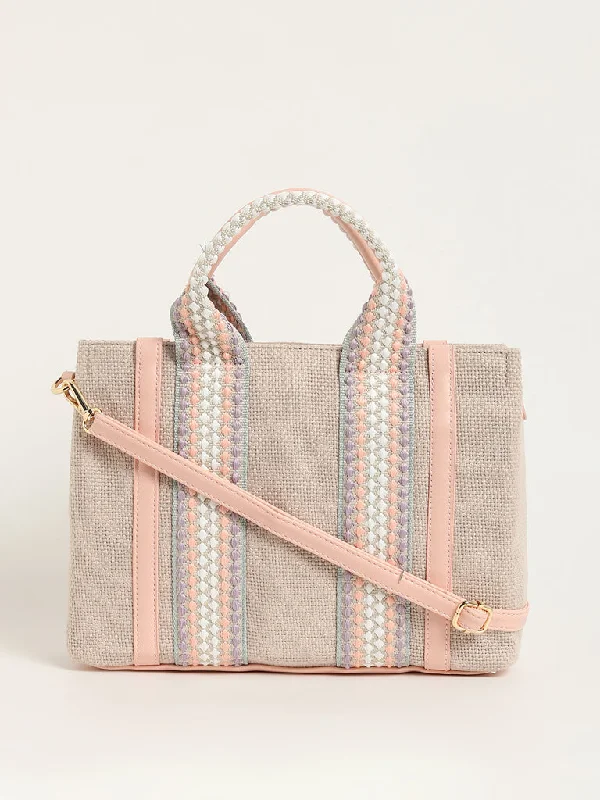 LOV Pink Jute Tote Bag