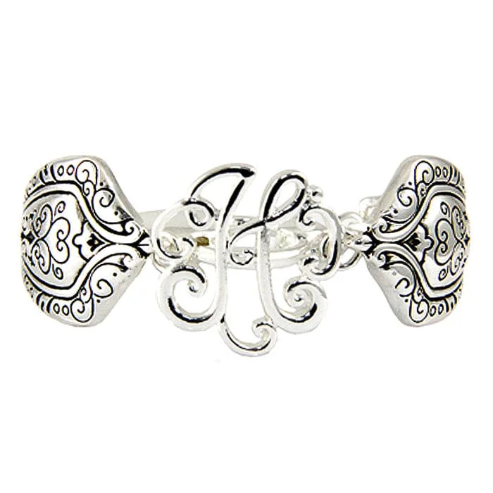 AB8119H-AS   Initial "H" Spoon Magnetic Bracelet