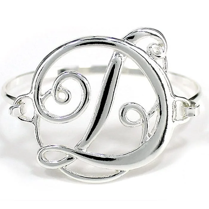 OB04828SV "D" Single Initial Wire Bracelet