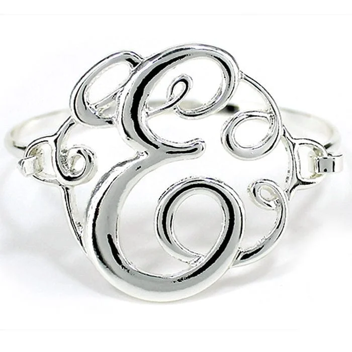 OB04829SV "E" Single Initial Wire Bracelet