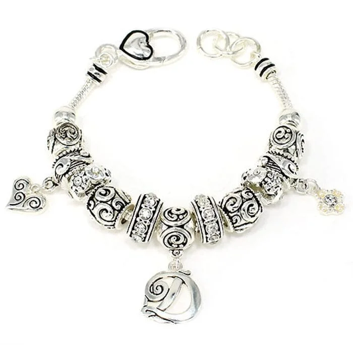 OB06326ASCRY "D" Inital Multibeads Bracelet