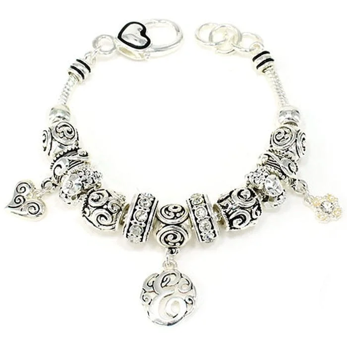 OB06327ASCRY "E" Inital Multibeads Bracelet