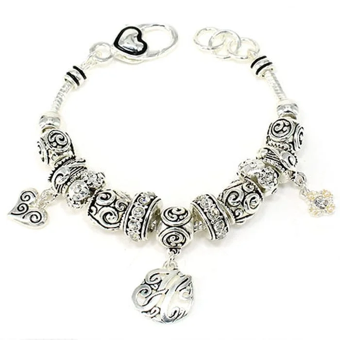 OB06329ASCRY "H" Inital Multibeads Bracelet