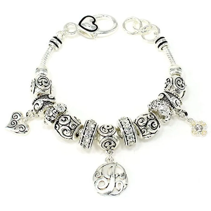 OB06330ASCRY "J" Inital Multibeads Bracelet