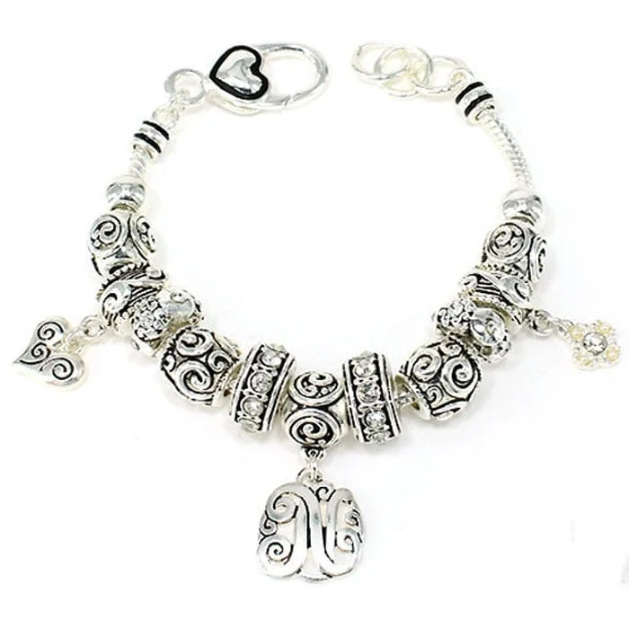 OB06334ASCRY "N" Inital Multibeads Bracelet