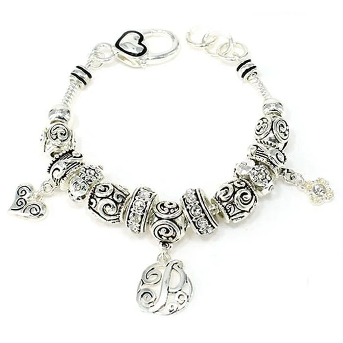 OB06335ASCRY "P" Inital Multibeads Bracelet