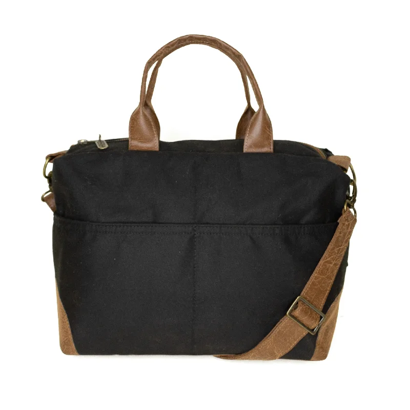 Poppi Premier Purse: Black Waxed Canvas