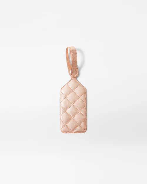 Rose Gold Metallic Leather Luggage Tag