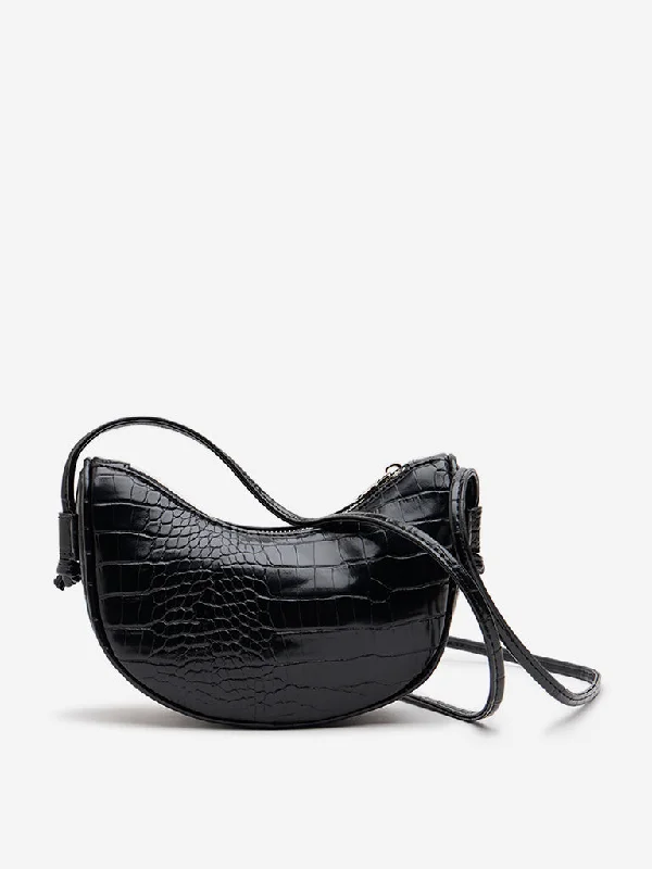 Westside Accessories Black Reptilian Design Sling Bag