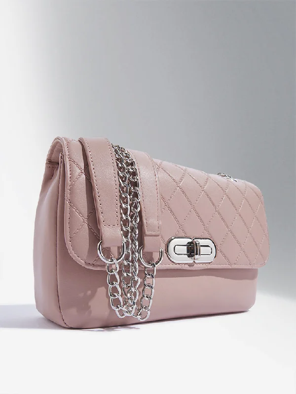 Westside Accessories Dusty Pink Quilted Sling Bag