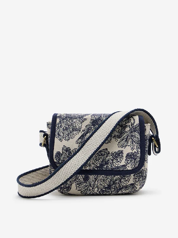 Westside Accessories Navy Floral Printed Sling Bag