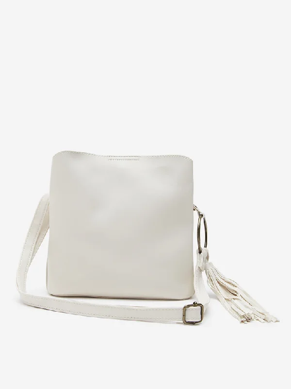 Westside Accessories Off-White Tassel-Detailed Sling Bag