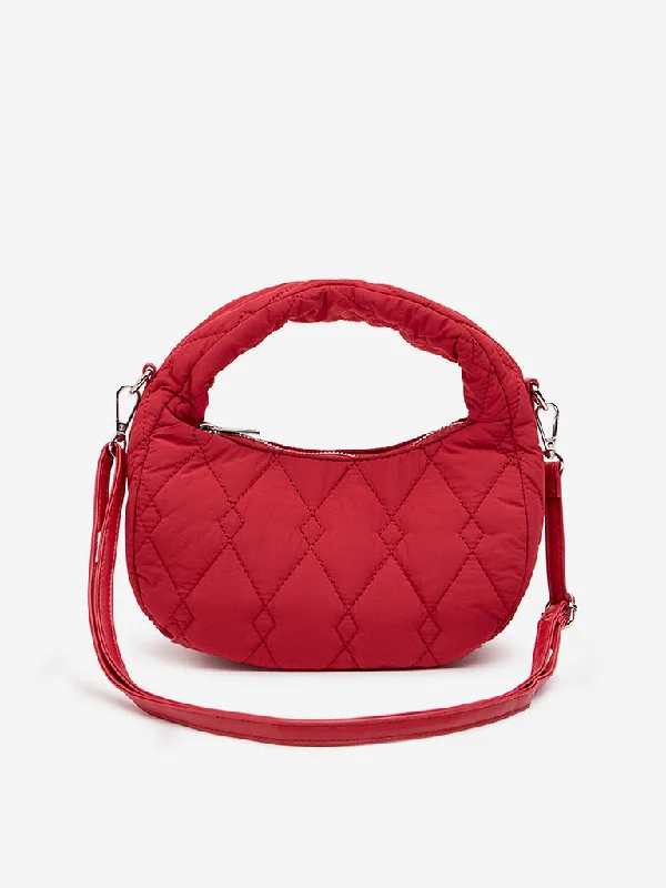 Westside Accessories Red Quilted Baguette-Style Sling Bag