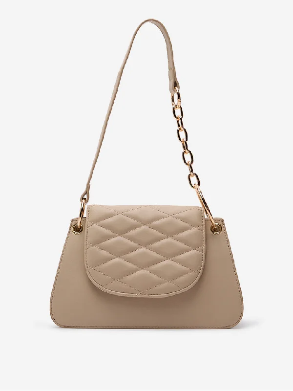 Westside Beige Quilted Shoulder Bag