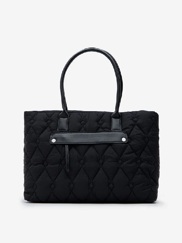 Westside Black Quilted Texture Hand Bag