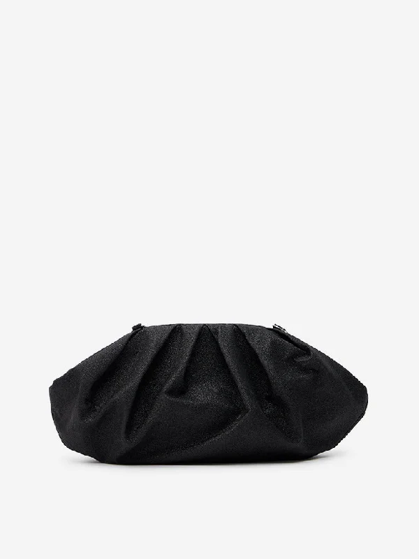 Westside Black Textured Pleated Sling Bag