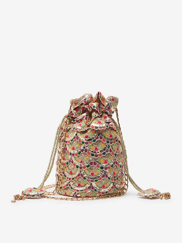 Westside Multicolour Scalloped Design Potli Bag