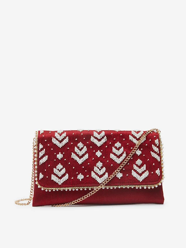 Westside Red Bead Design Clutch Bag