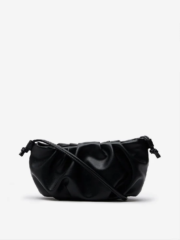 Women Accessories Black Pleated Sling Bag