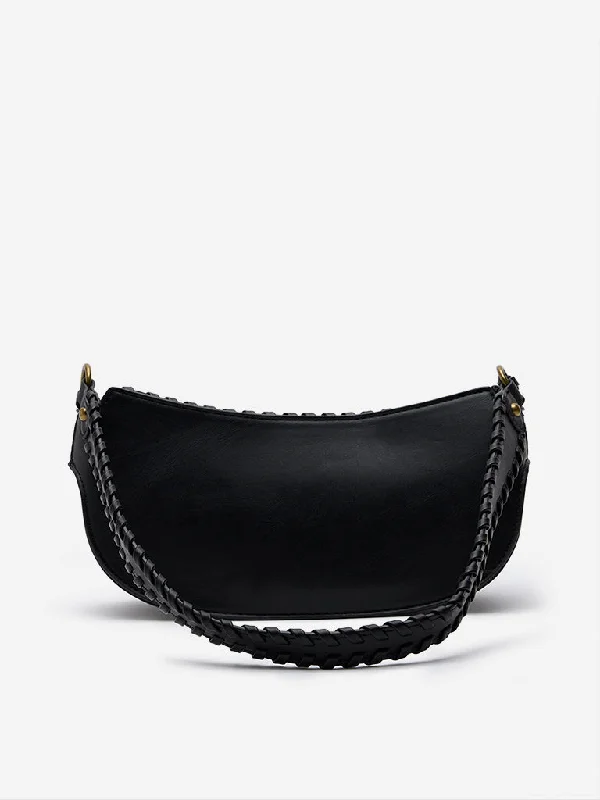 Women Accessories Black Seam-Detailed Shoulder Bag