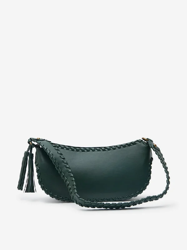 Women Accessories Green Seam-Detailed Shoulder Bag