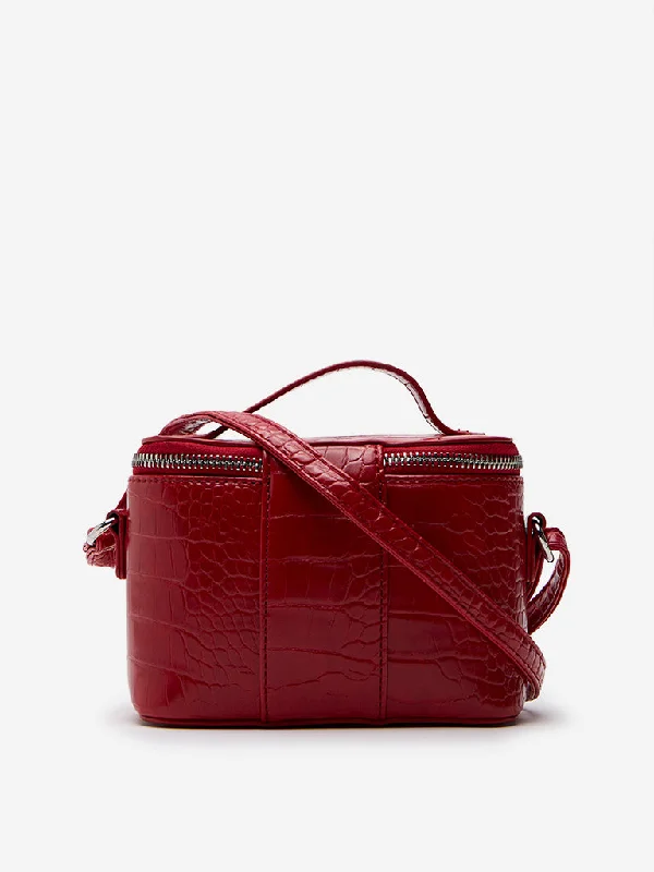 Women Accessories Red Textured Sling Bag